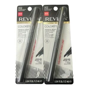 2X Revlon ColorStay Liquid Eye Pen Wing Line Angled Edge Tip 002 Blackest Black
